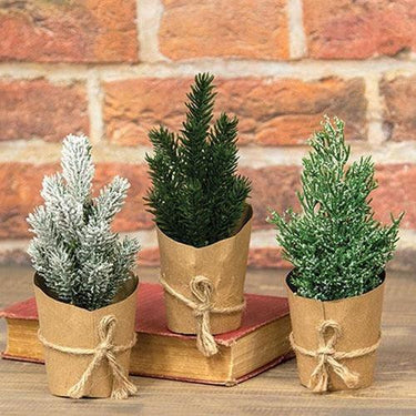 Paper Wrapped Mini Christmas Tree 3 Asstd - The Fox Decor